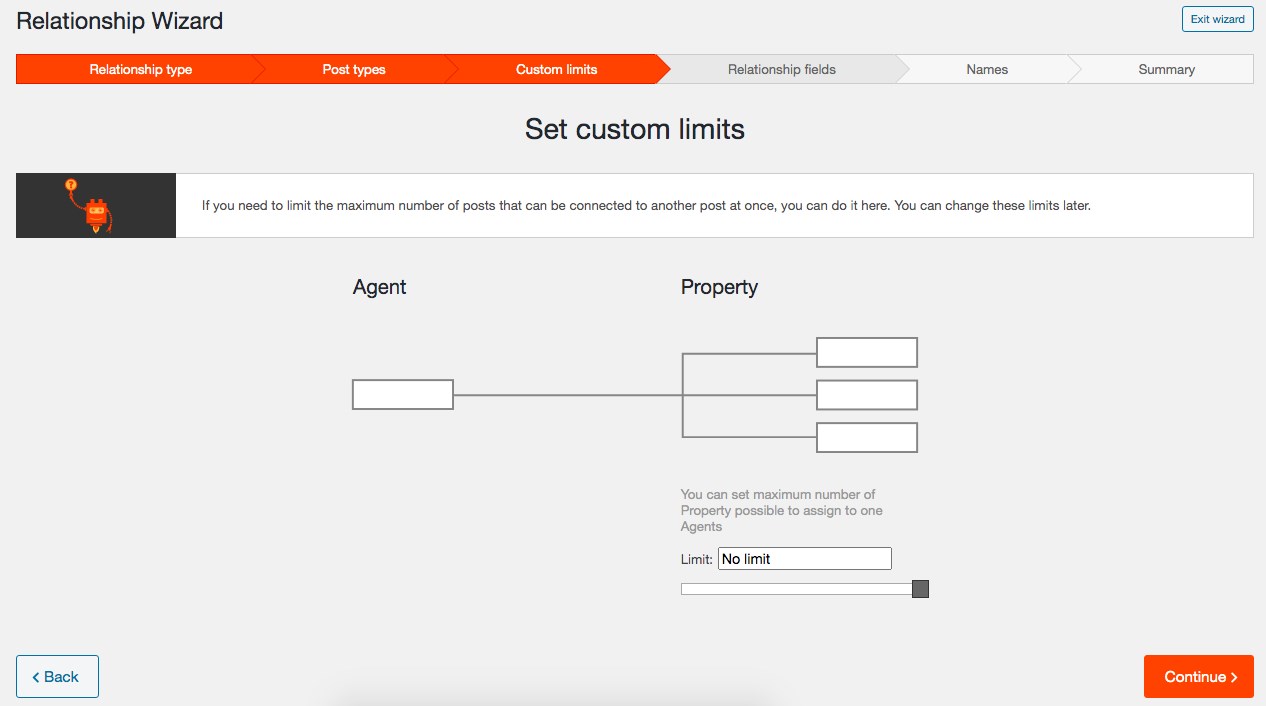 relationship wizard custom limits