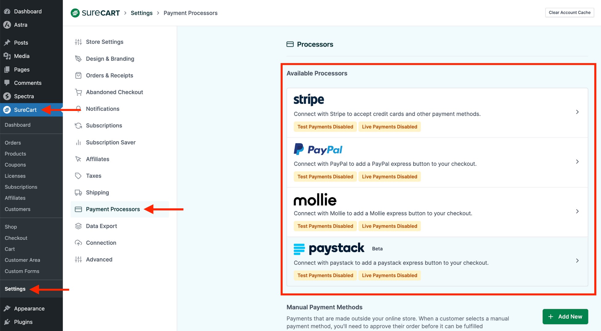 surecart payment processors