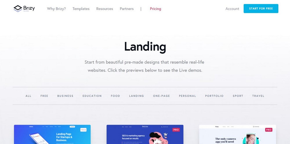 Landing Templates Brizy