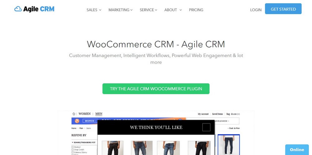 Agile CRM homepage