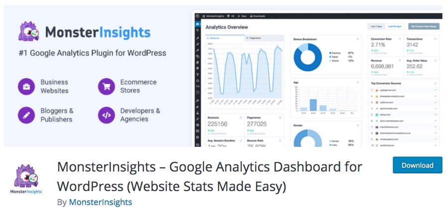 MonsterInsights plugin for WordPress