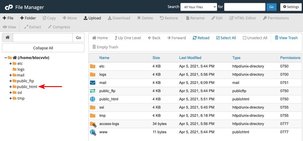 cpanel file manager