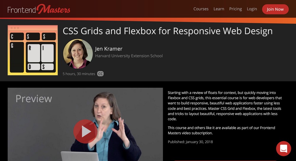 CSS Grids and Flexbox for Responsive Web Design frontendmasters