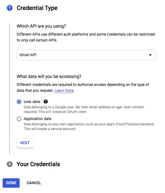 Gmail API credential type