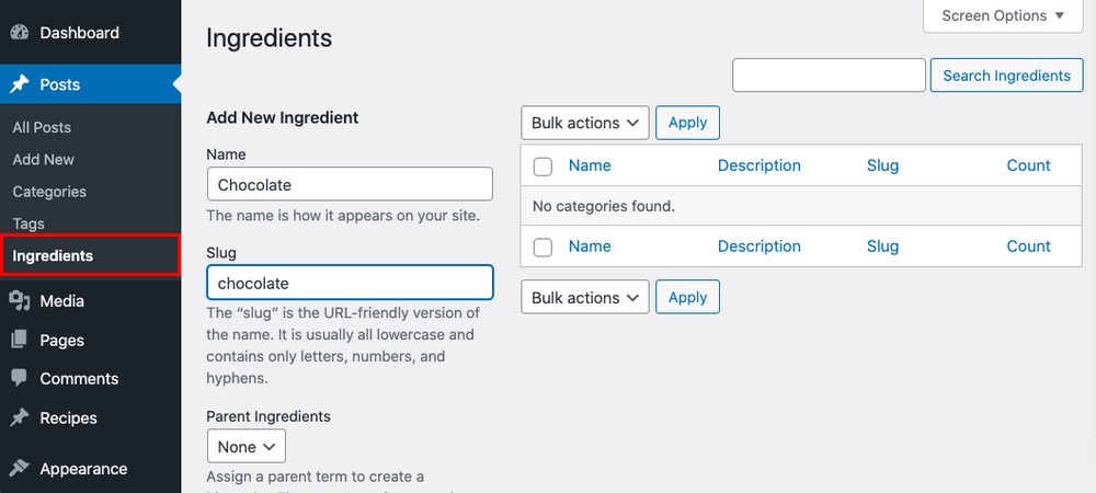 Manually created taxonomy