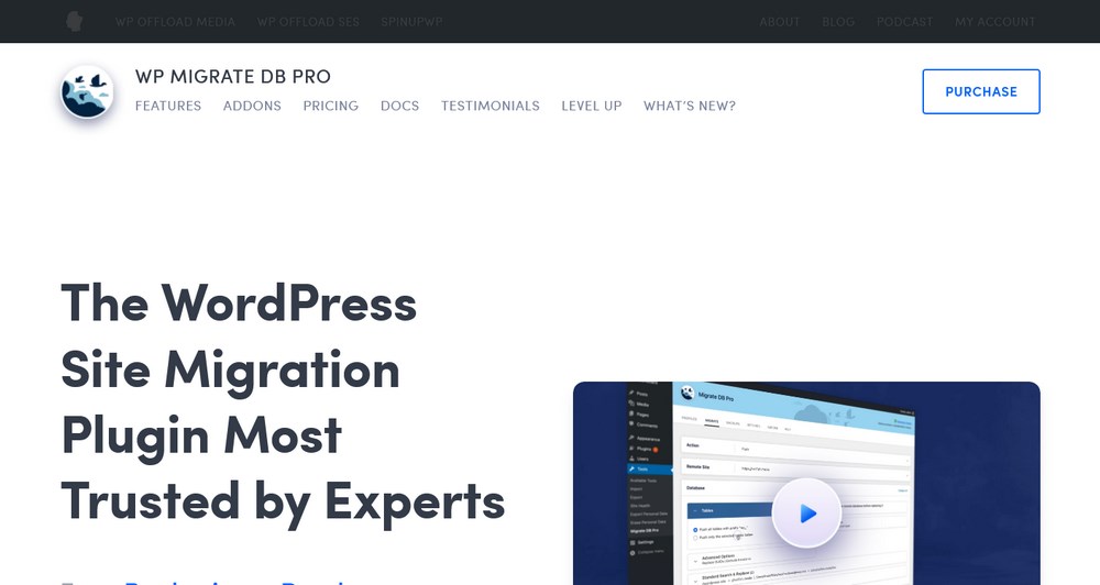 WP Migrate DB Pro homepage