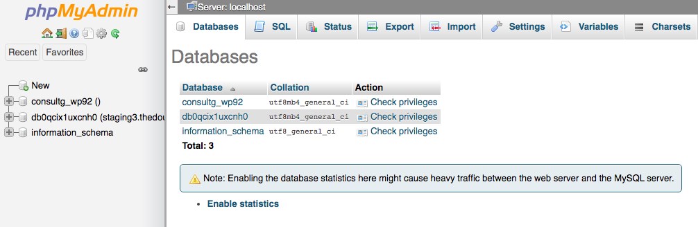 WordPress database using phpmyadmin