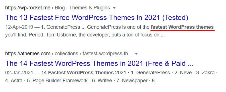 focus keyword showing in the SERP