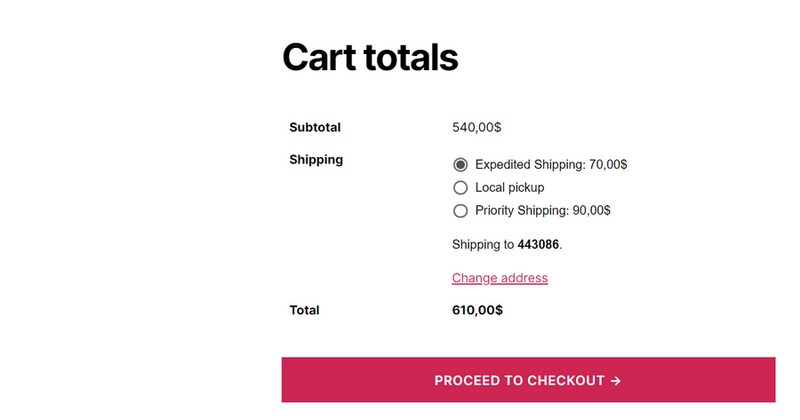 Cart totals shipping 2