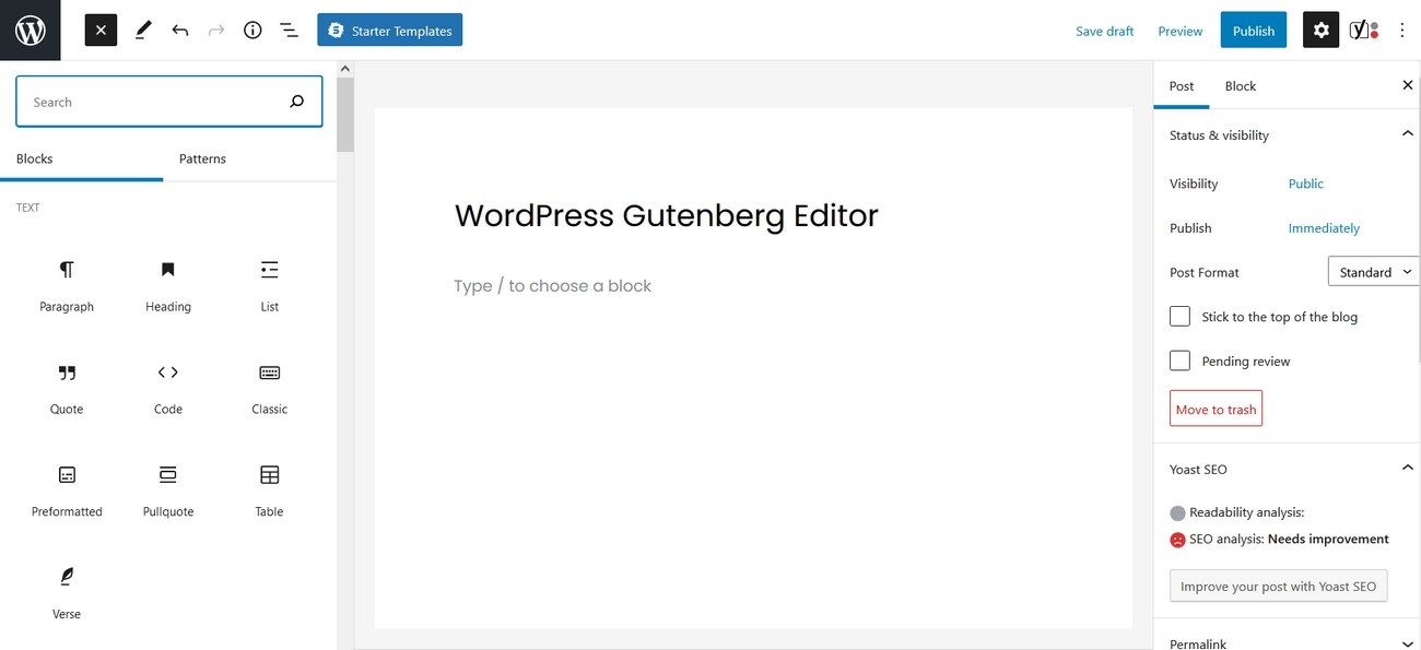 WordPress Gutenberg editor