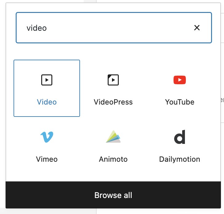 WordPress video block