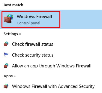 search for windows firewall