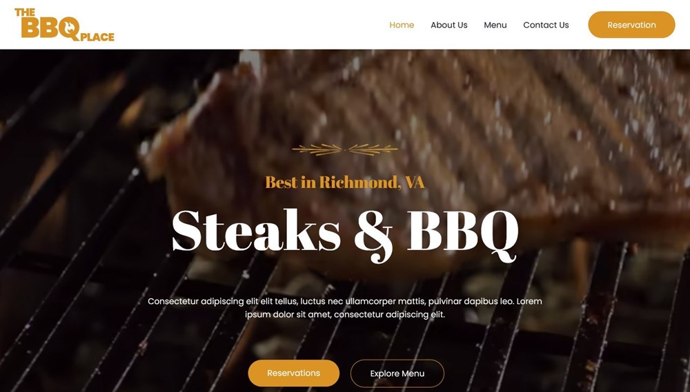 BBQ Restaurant Elementor template demo