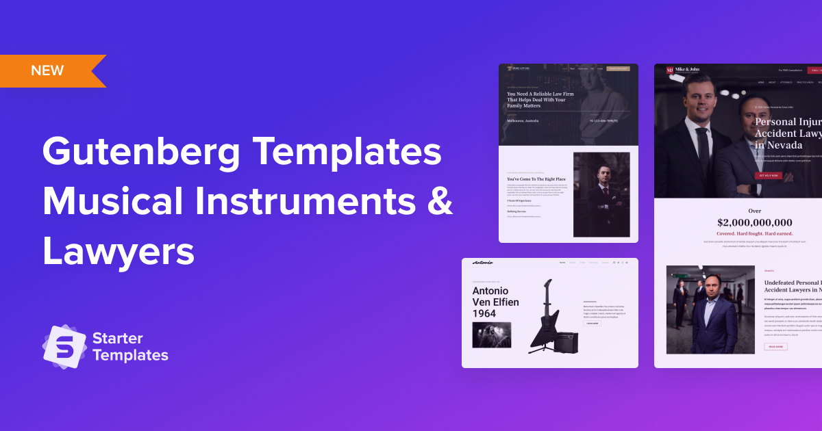 Gutenberg Starter Templates - Lawyer and Music