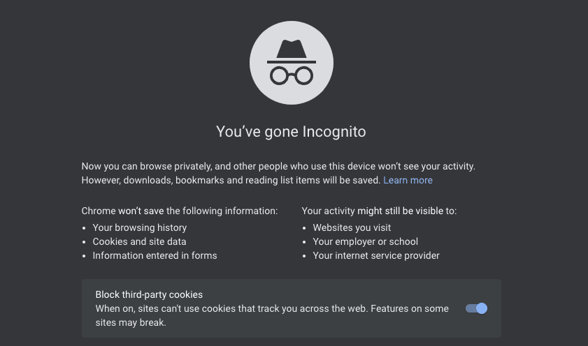 Browser incognito mode