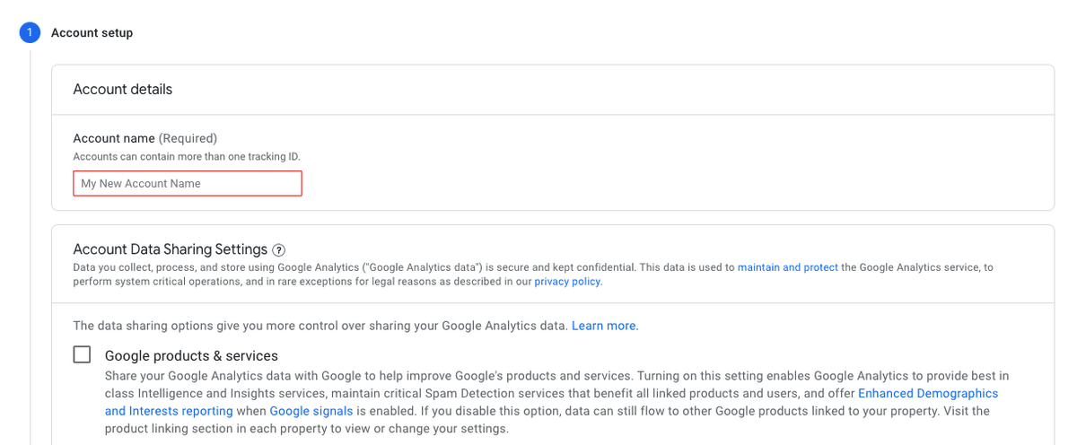 GA account setup 1