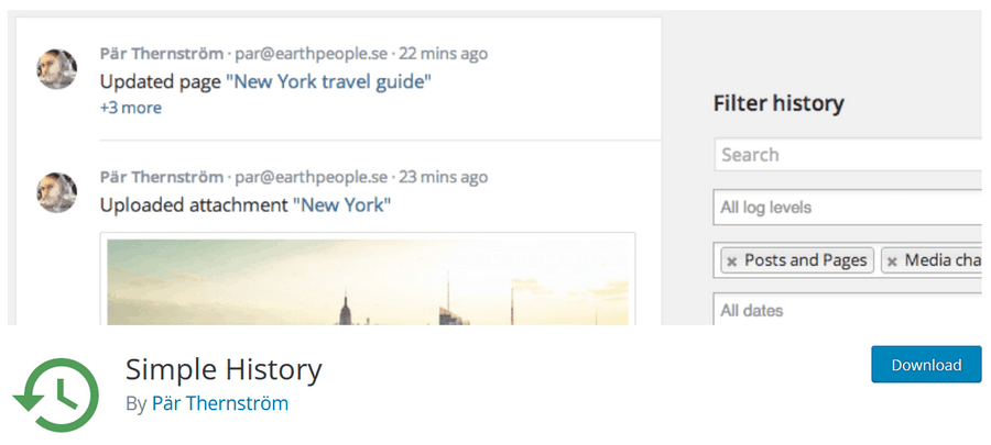Simple history WordPress plugin