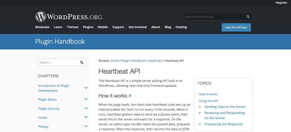 WordPress heartbeat API