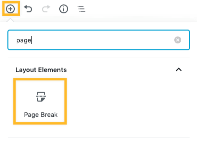 WordPress page break widget