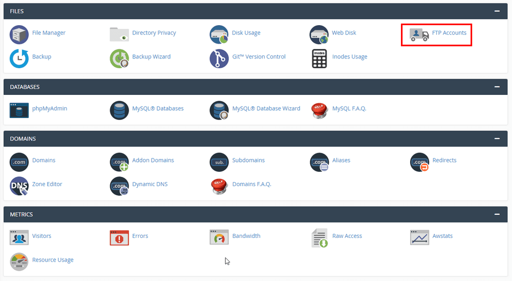 FTP account in cPanel