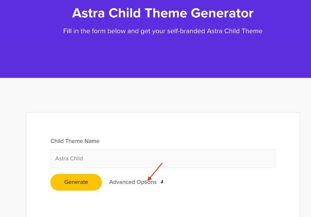 Astra child theme generator