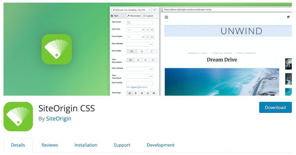 SiteOrigin CSS WordPress plugin