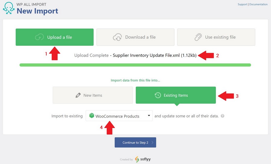 upload the import file