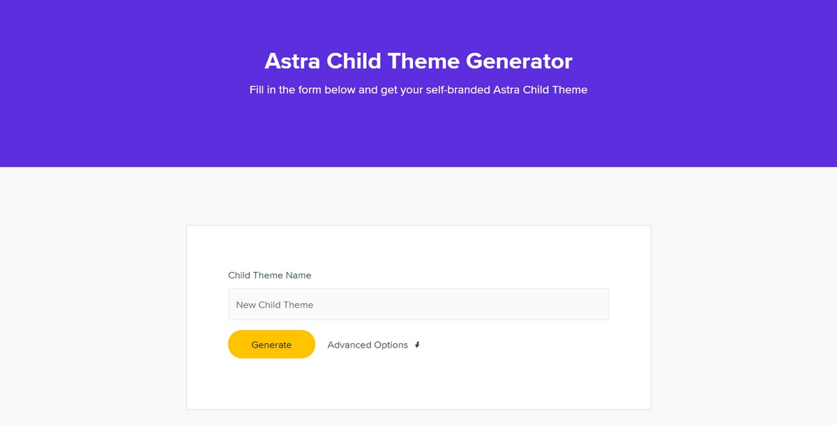 Astra child theme generator