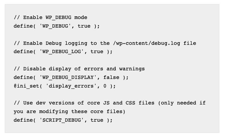 Enable WordPress debug mode