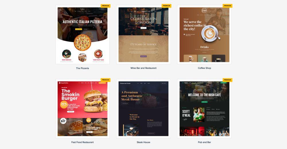 starter template restaurant websites