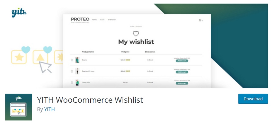 yith woocommerce wishlist plugin