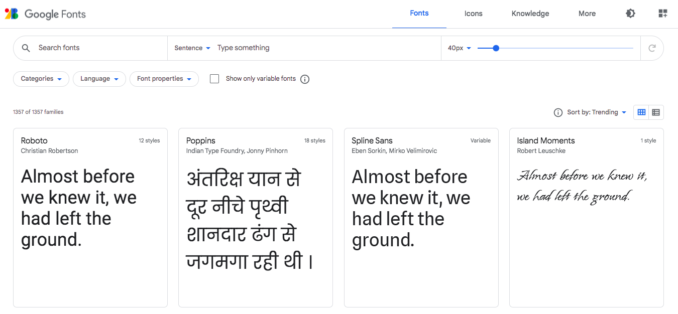 Google Fonts site