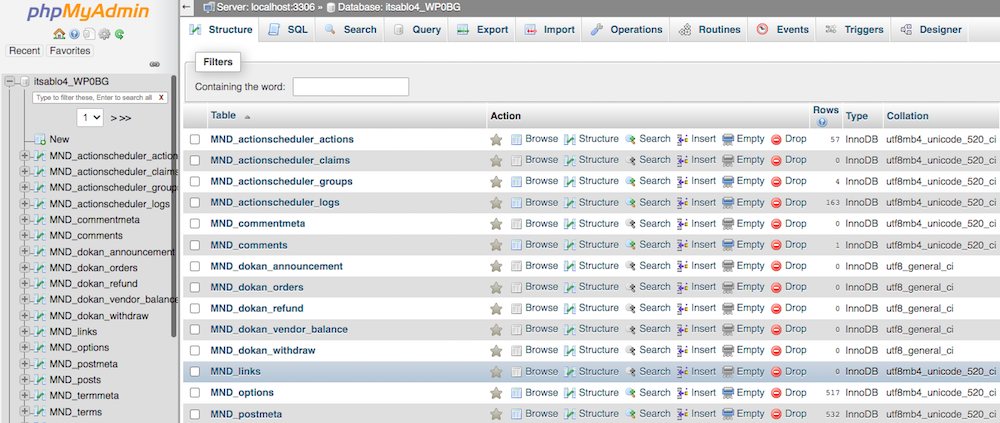 phpMyAdmin to access WordPress database