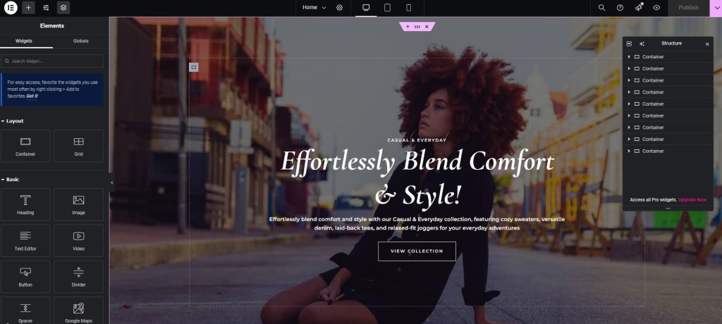 Editing Clothing Store template with Elementor