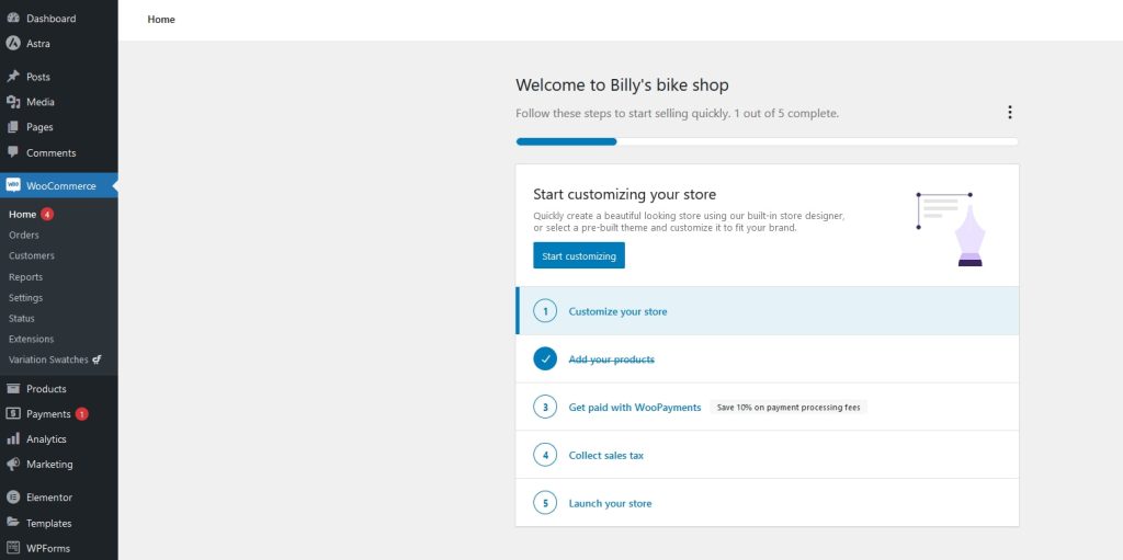 Setup WooCommerce