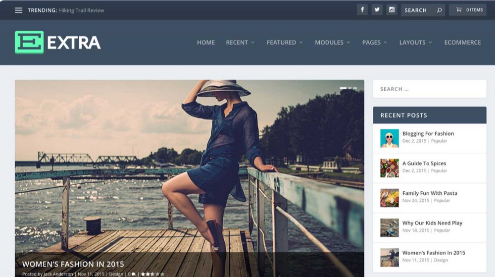 Extra fashion magazine WordPress theme 