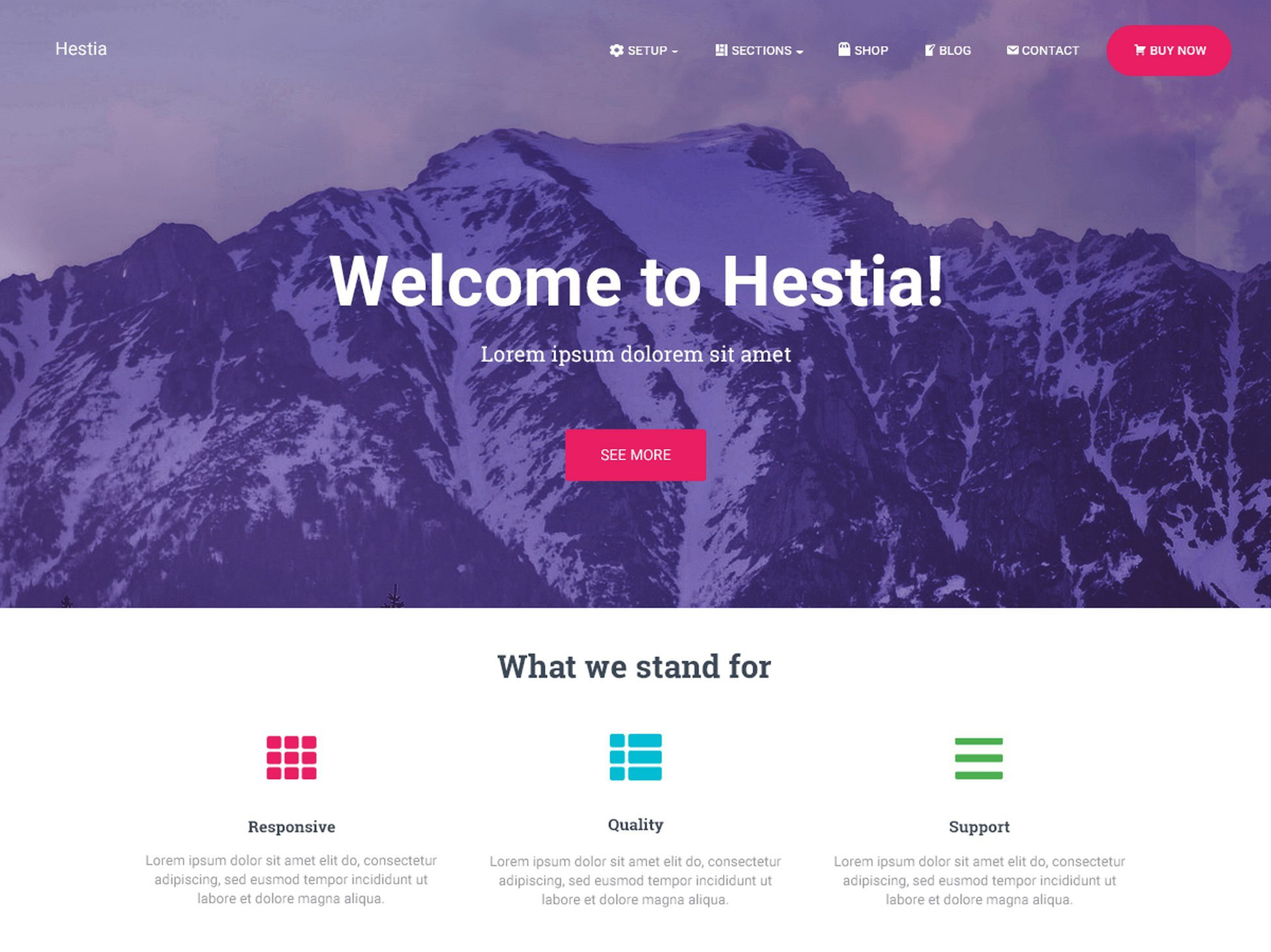 hestia theme template