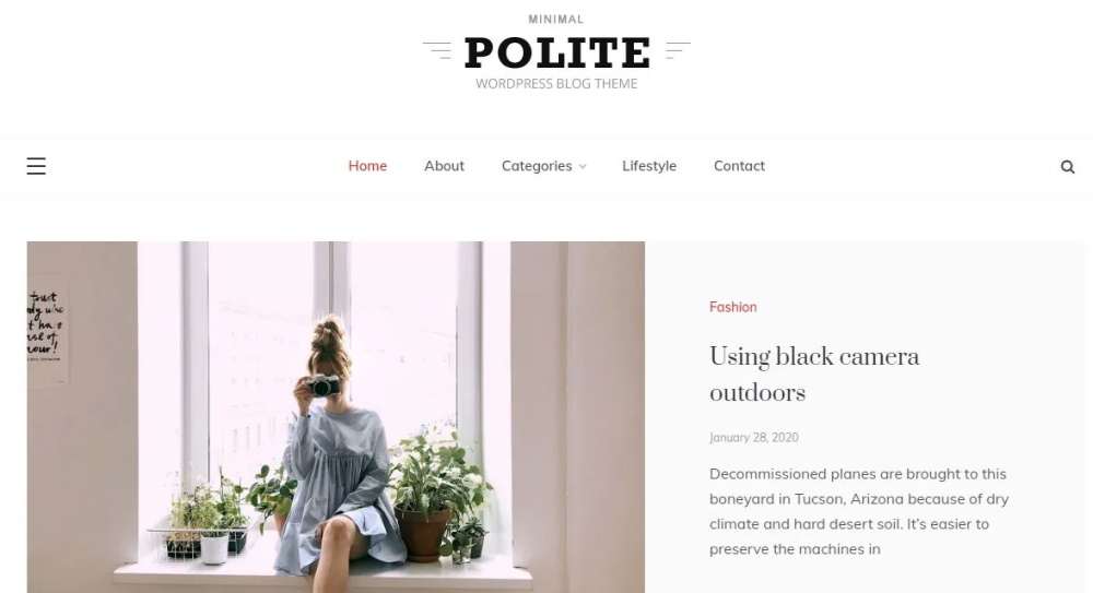 Polite WordPress theme demo website