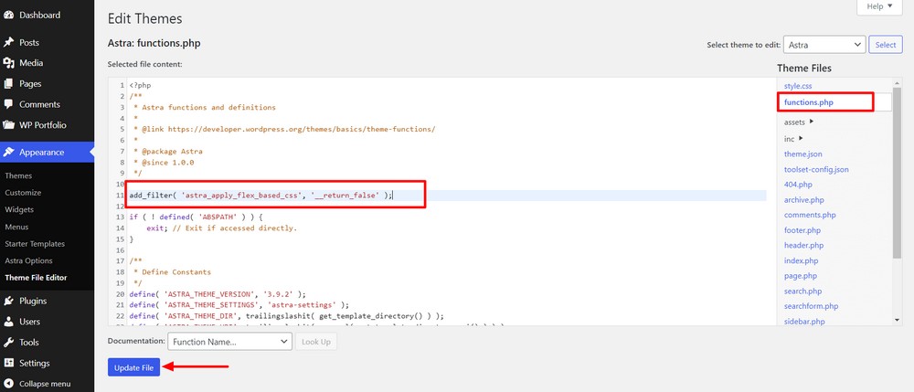 Add custom code to function.php file