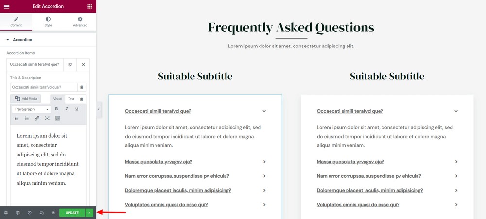 Edit FAQs and click Update button