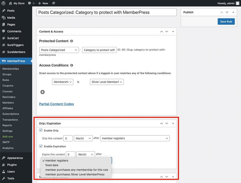 How to drip and expire content with MemberPress