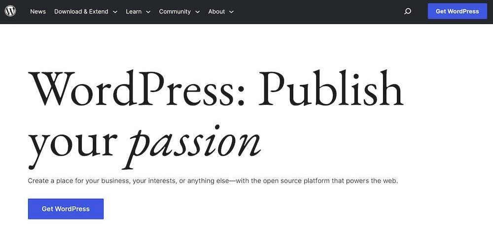 WordPress.org homepage