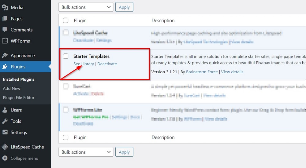 Activate Starter Templates for Astra