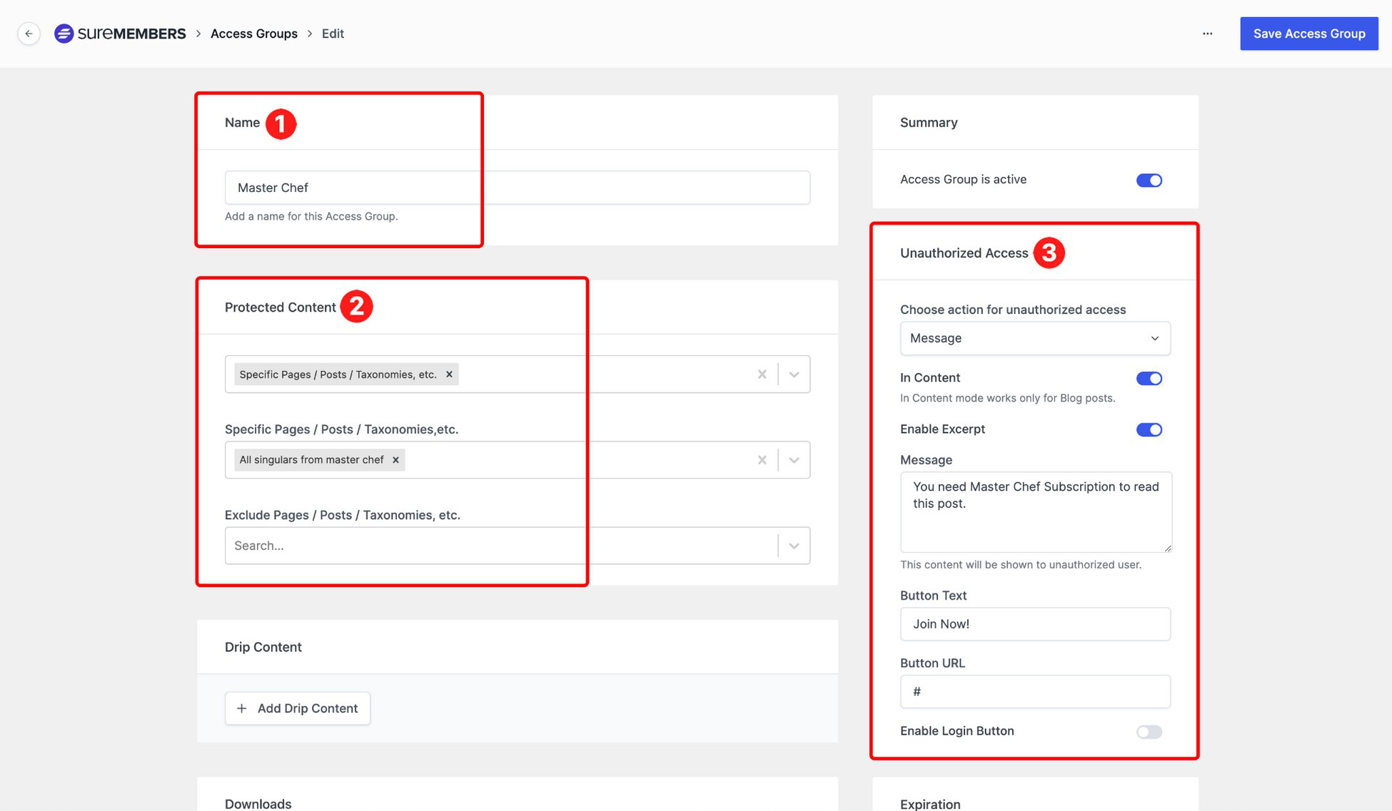 create access group with suremembers