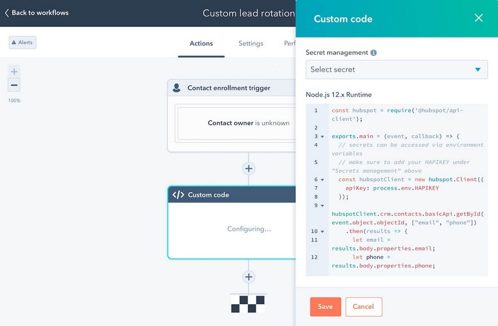 Custom code automation HubSpot