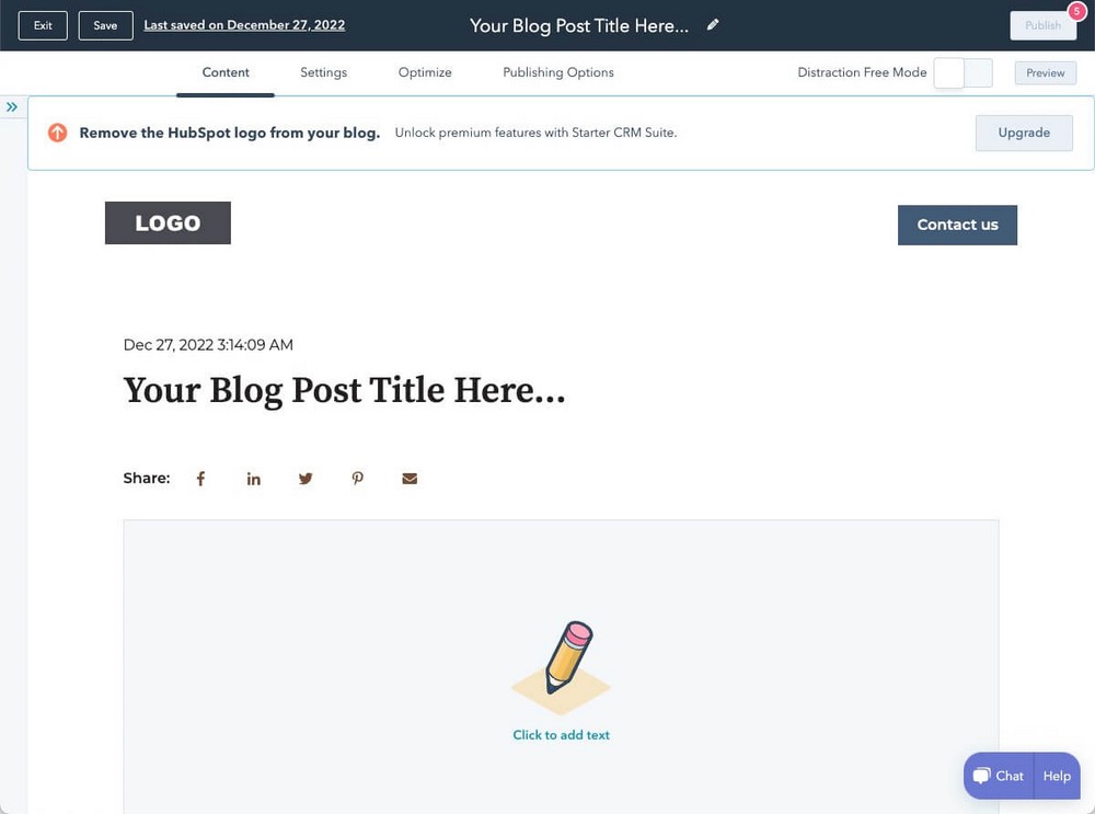 HubSpot blog tool