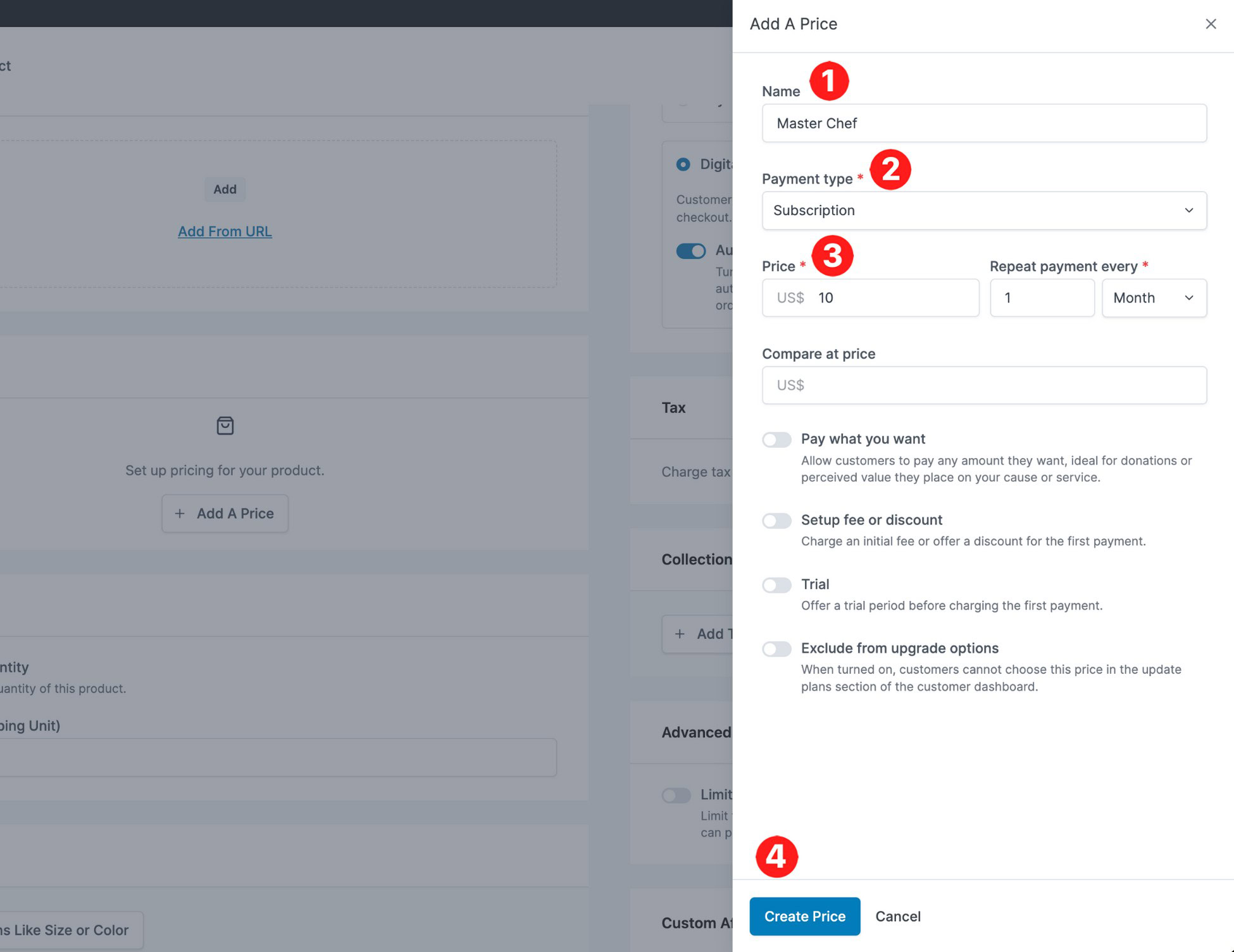 set product price with surecart