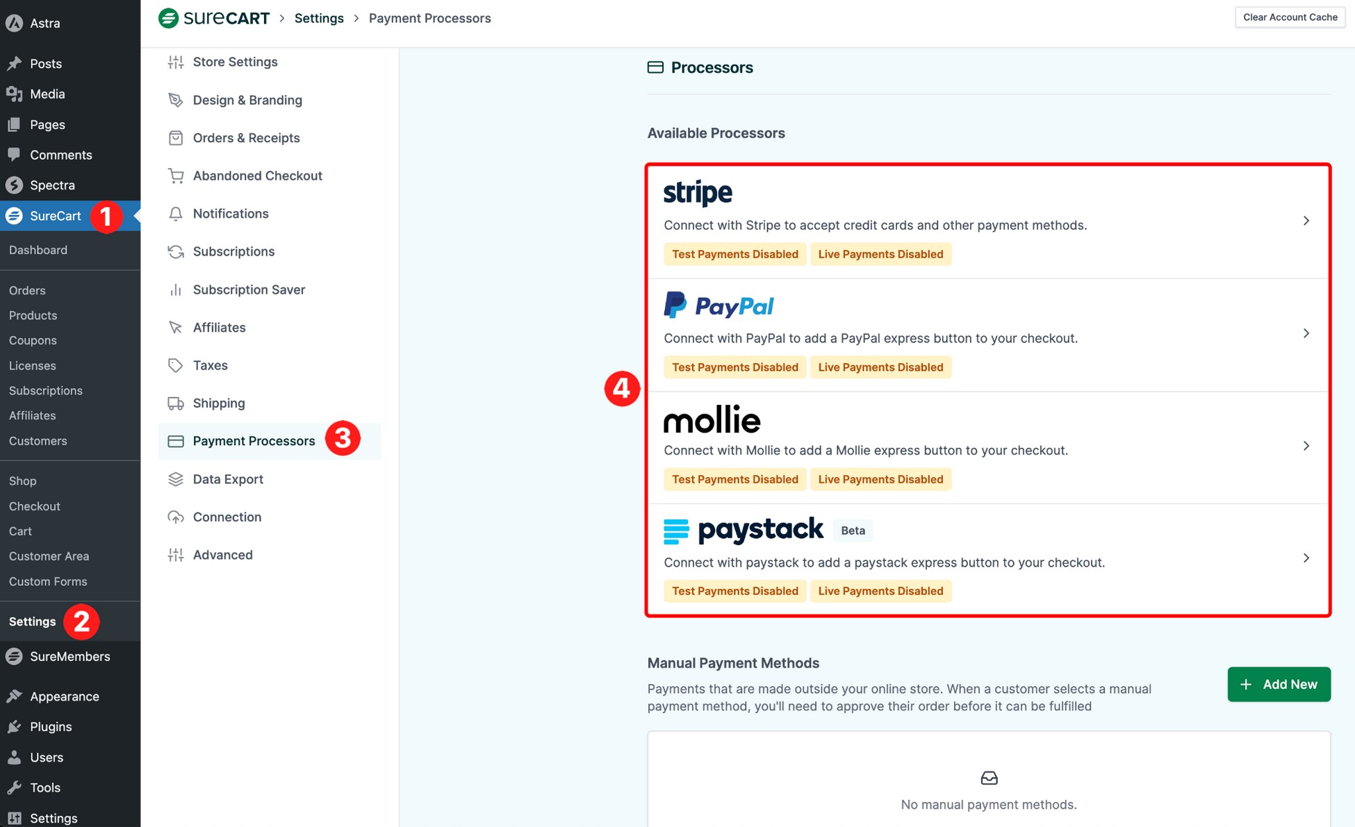 surecart payment processors page