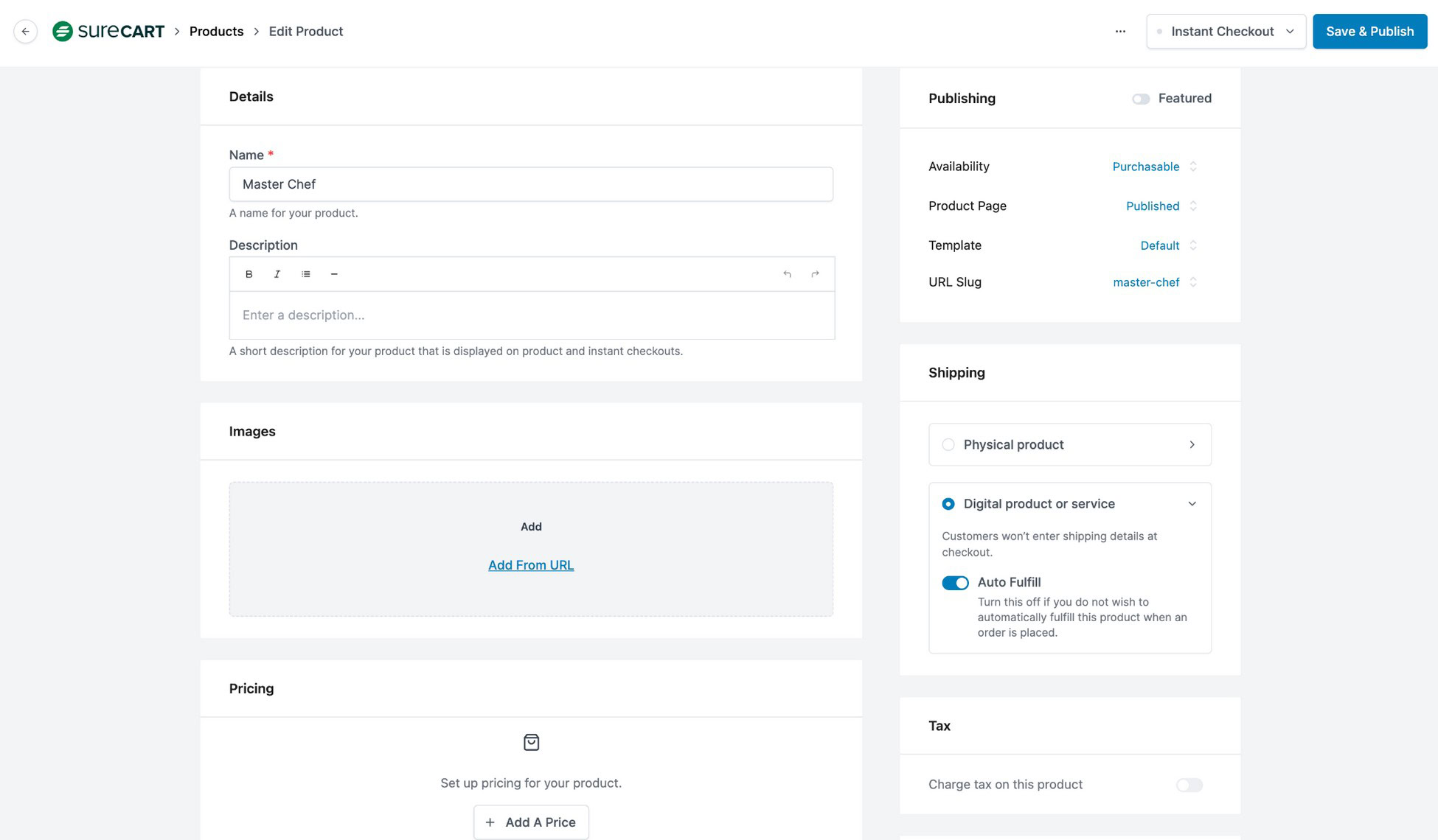 surecart product details page