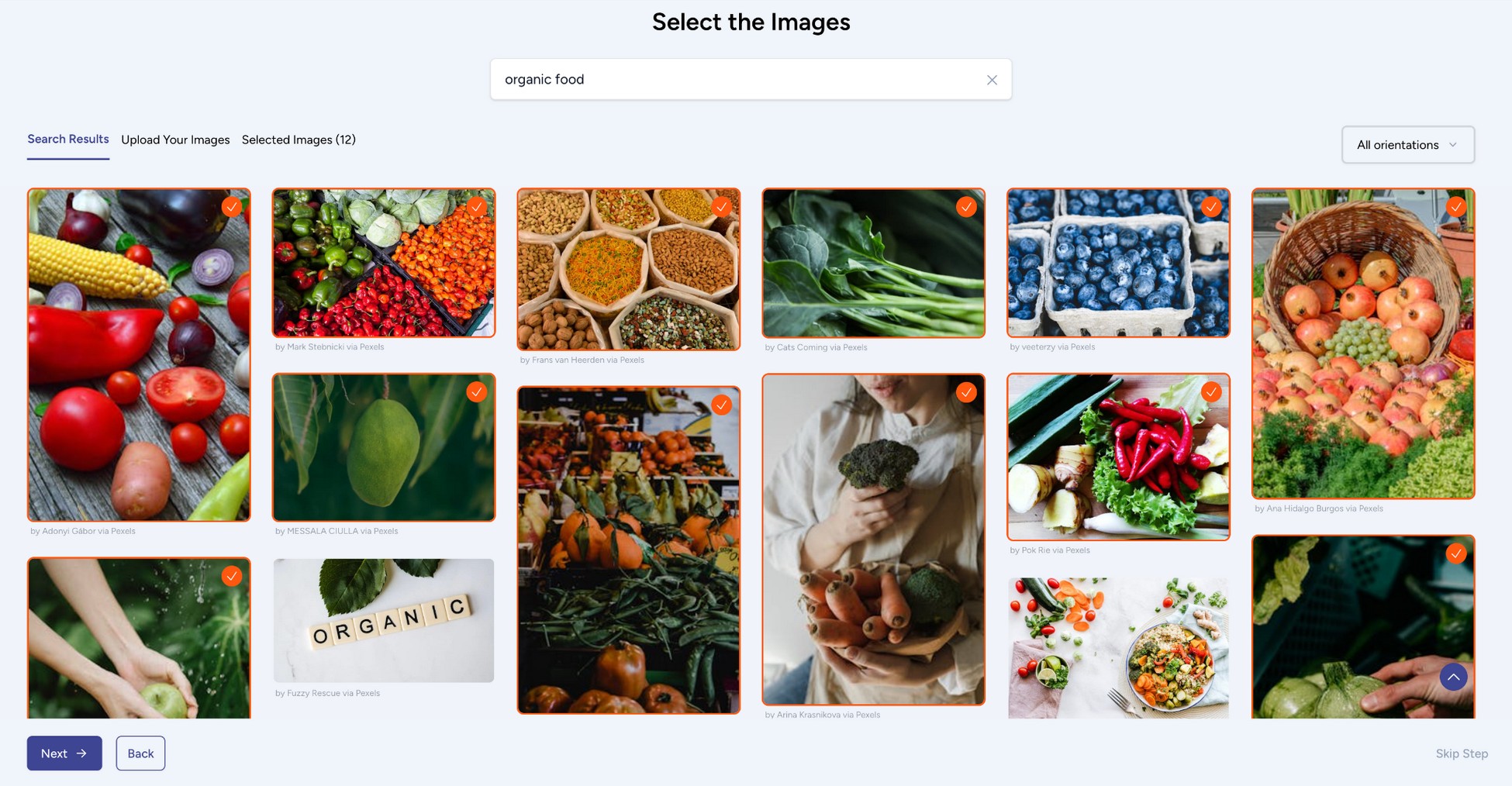 choose images for your site